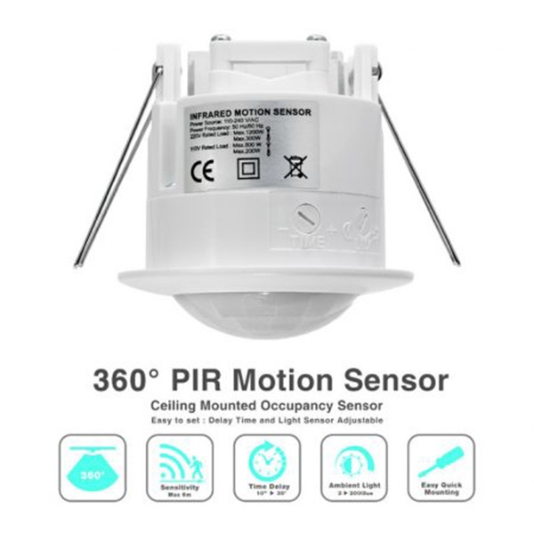 Digital High quality 360 degrees PIR Infrared motion sensor light lamp ceiling switch 110V / AC 220V / AC inlay sensor switch