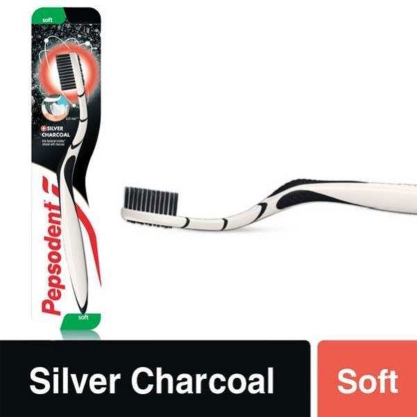 Pepsodent Toothbrush Silver Charcoal Soft, Per Carton size 48 Piece