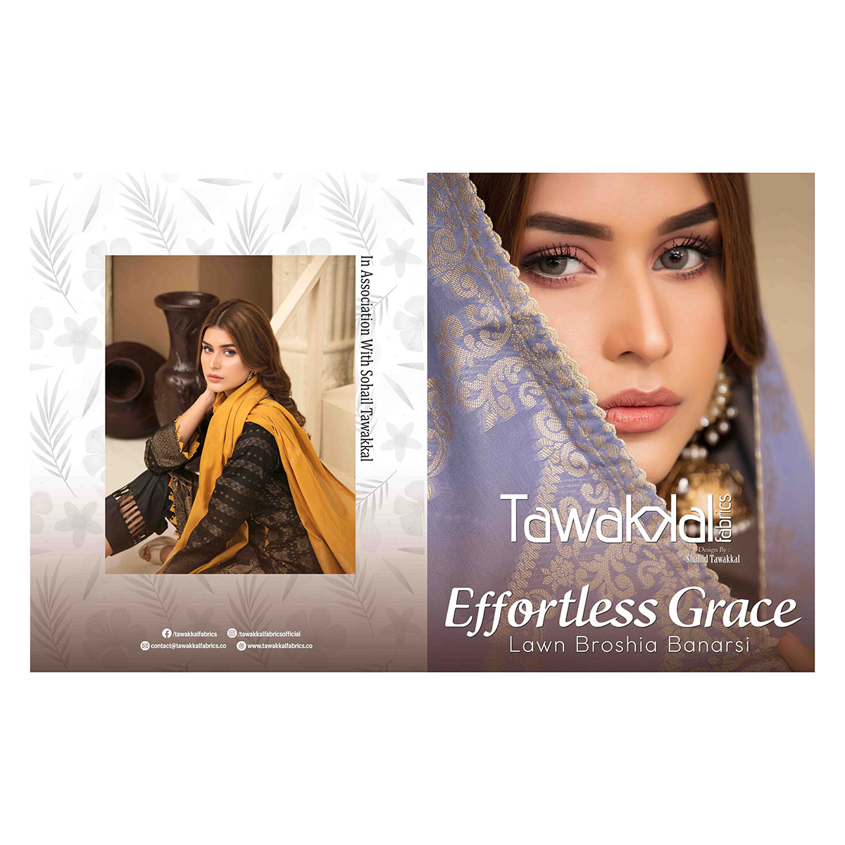 Effortless Grace Lawn Broshia Banarsi Collection by Tawakkal fabric (Per Set-10 Suit)