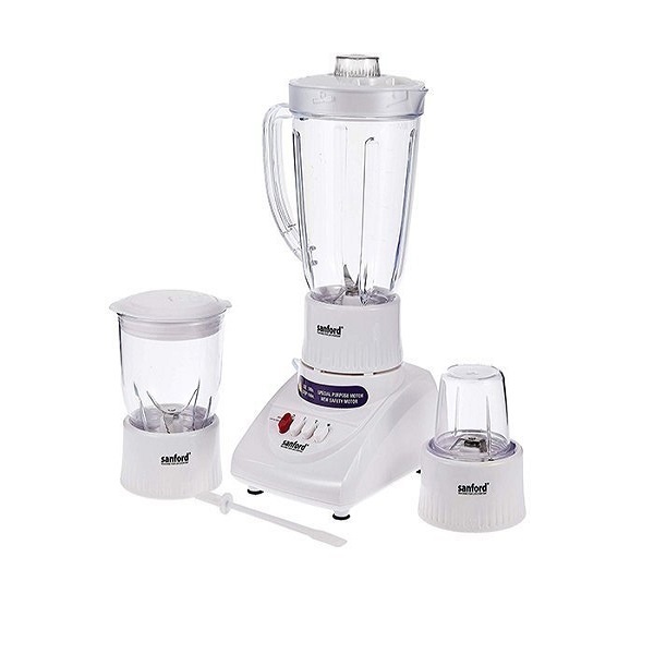 Sanford Juicer Blender - Juicer Blender - White - 1.6 Liter Capacity - Number Of Speed Control: 2 - 400W - Copper Motor - Piano Switch Control - Dry Mill & Mincer - Detachable Parts For Easy Cleaning 