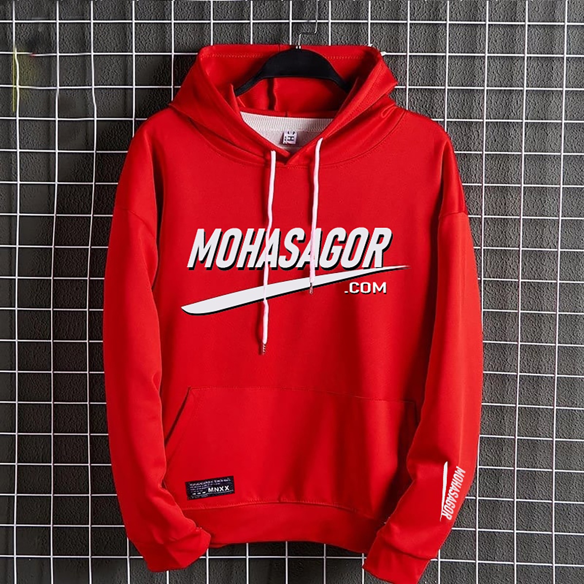 Men's Winter Hoodie Red- Stylish Winter Hoodie- Mohasagor Winter Hoodie- Cotton+Fleece Fabric- Guaranteed Fabric & Print Color