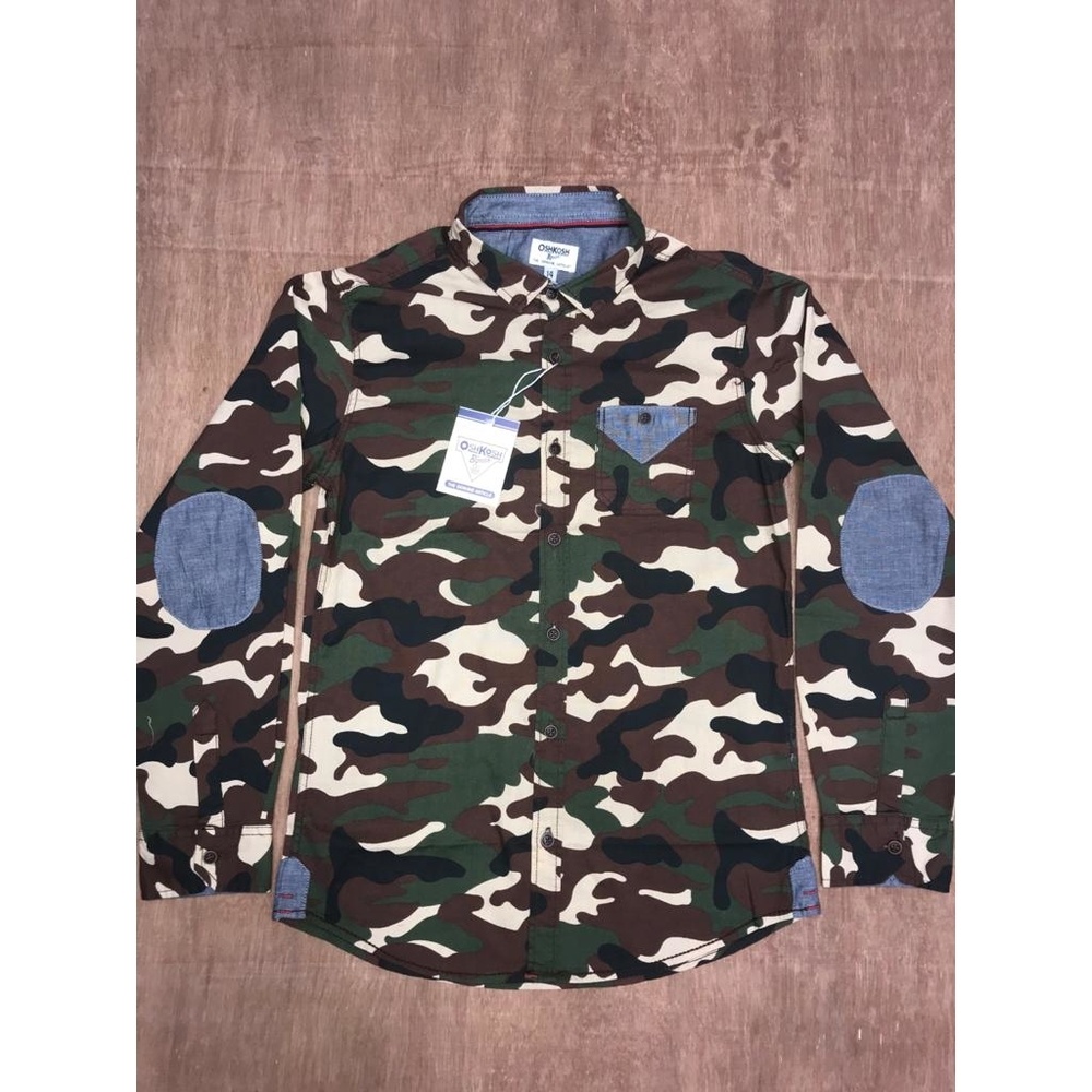 Original Export Army Green 100% Cotton Long Sleeve New Casual Shirt For Boys