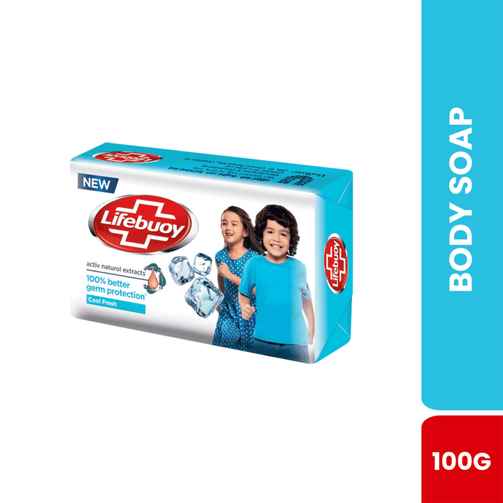 Lifebuoy Skin Cleansing Bar Cool Fresh 100g, 100% better germ protection, Activ Naturol Extracts- Per Carton size 72 Piece