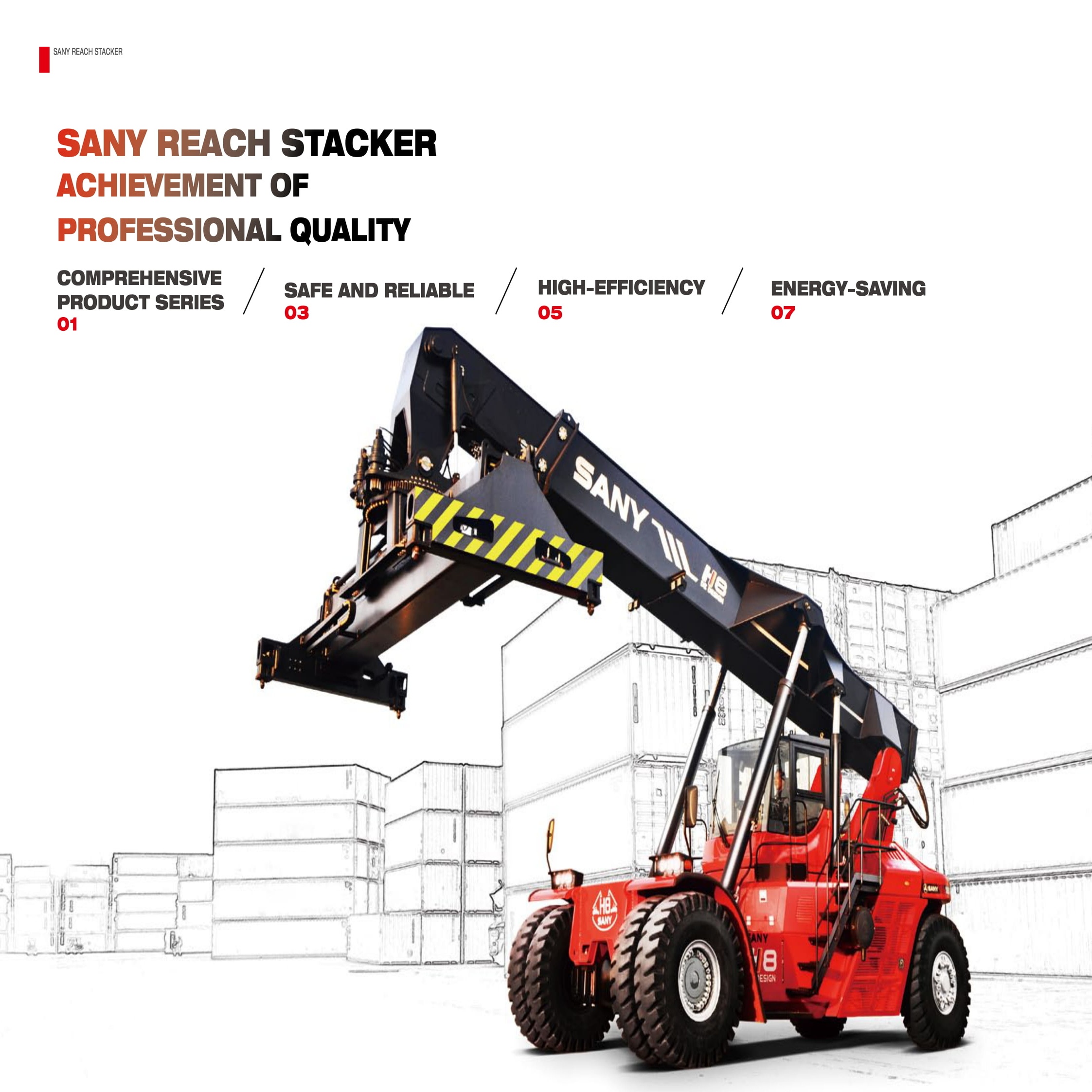BRAND NEW SANY REACH STACKER (SRSC1009-6E Series)-CAPACITY (10t)-ENGINE- CUMMINS QSB6.7