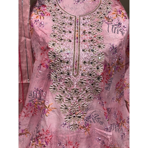 Body Muslin soft cotton, Embroidery work matching three piece