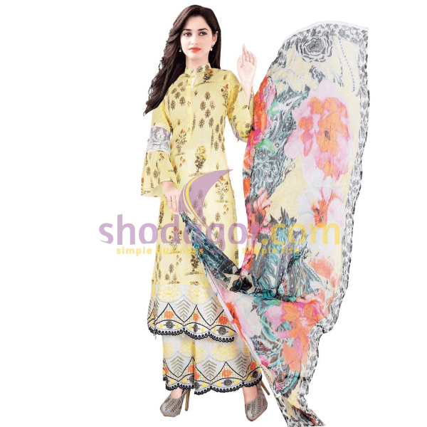 Modern Collection Cotton Digital Printed Three piece with Embroidery work Wholesale