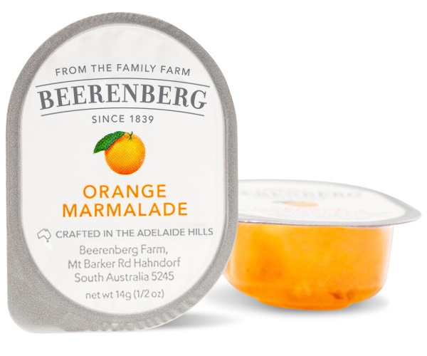 BEERENBERG ORANGE MARMALADE 14 GM PLASTIC TUBE IMPORTED FROM AUSTRALIA