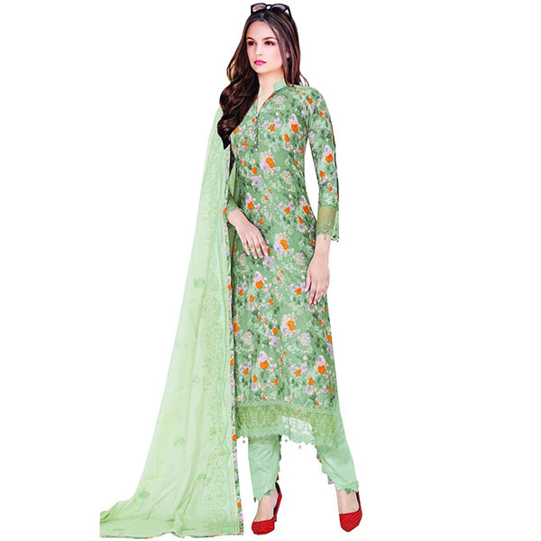 Digital Printed Cotton Lace Work Body Embroidered Cotton Dupatta 3pc in wholesale price