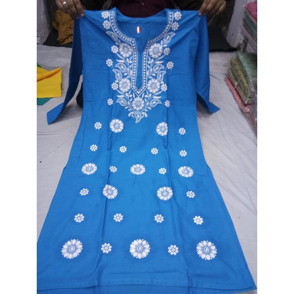 Lucknawi chikankari cotton kurti made by cotton fabric Indian Kurti