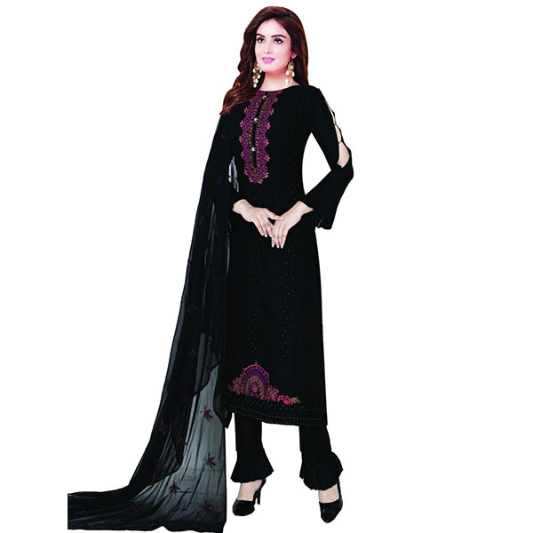 Embroidered Cotton Stone Work Body Embroidered Cotton Dupatta 3pc in wholesale price