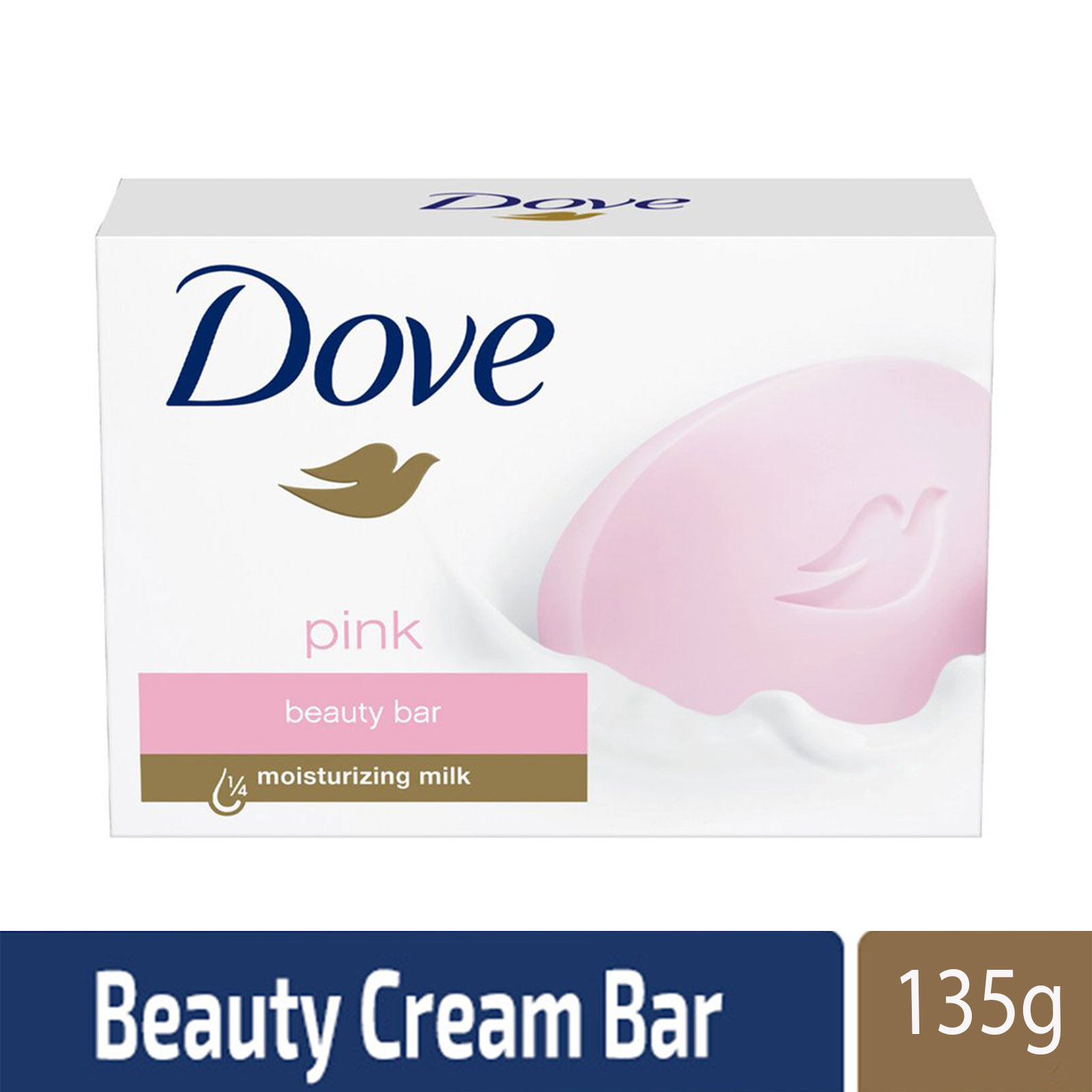 Dove Beauty Bar Pink- 135g, Suitable for daily use on face, ¼ moisturizing cream, Per Carton size 48 Piece