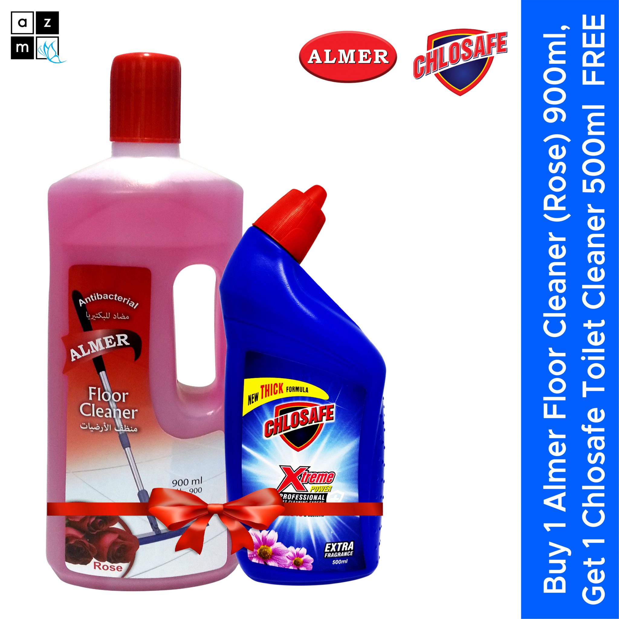 Buy 1 Almer Floor cleaner 900ml, get 1 chlosafe toilet cleaner 500ml free (020)