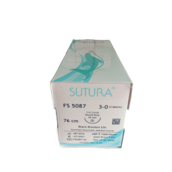 100% Original SUTURA BLACK BRAIDED SILK NONABSORABABLE SURGICAL SUTURE U.S.P (FS5087)