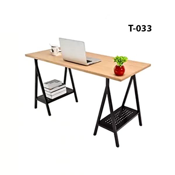 Modern Single desktop computer and Laptop Table with Shelf Model (033)