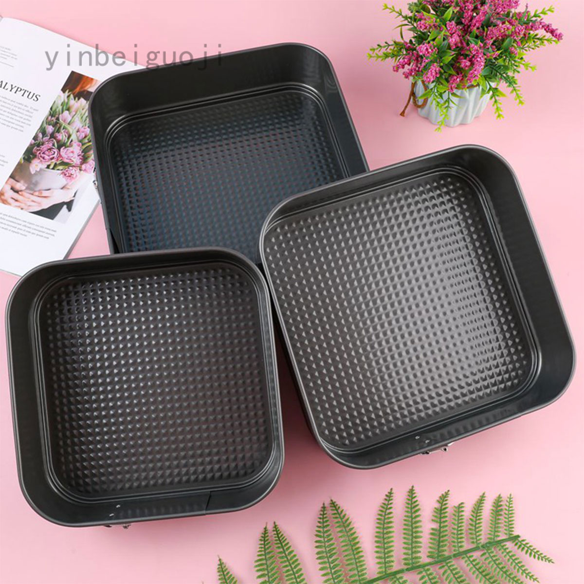 Square Shape Nonstick Cake Mould 3 pcs Set