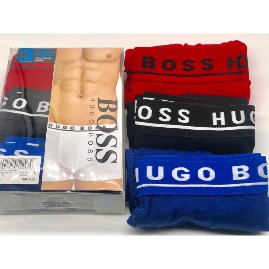 Top Rewards Hugo Boss Three Piece Box and logo waistbands Underwear for Men
