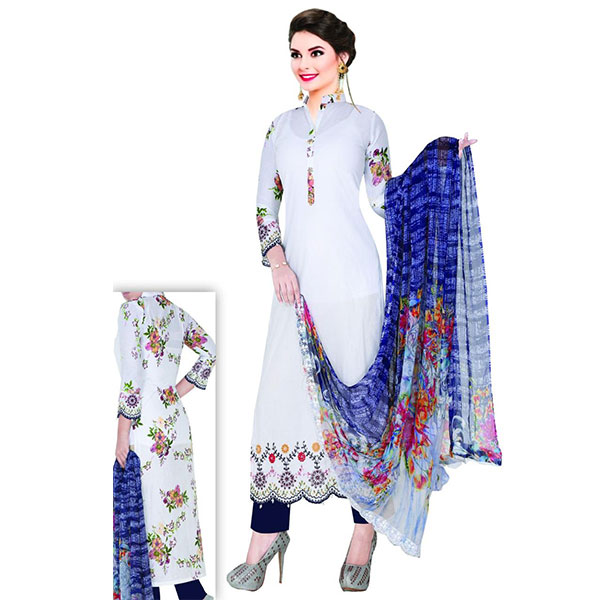 Digital Printed Embroidered Cotton Body Digital Printed Dupatta 3pc in wholesale price
