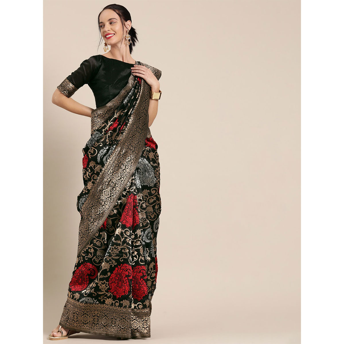 Latest Designed Luxury Exclusive Printed Silk Saree With Blouse Piece For Women