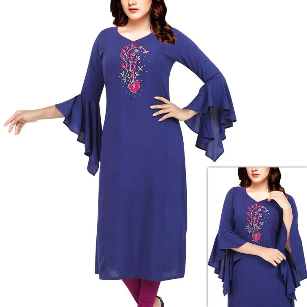 One Piece Linen Made Readymade Embroidery Work Kurtis For Woman(MOH-2028)