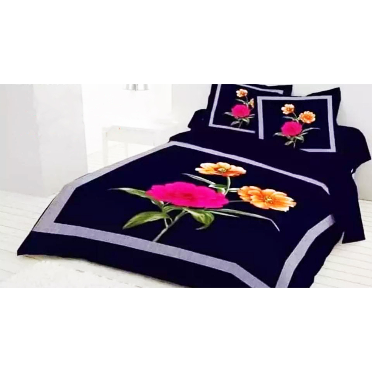 100% Cotton Fabric Bed Sheet with 2 Pillow Cover