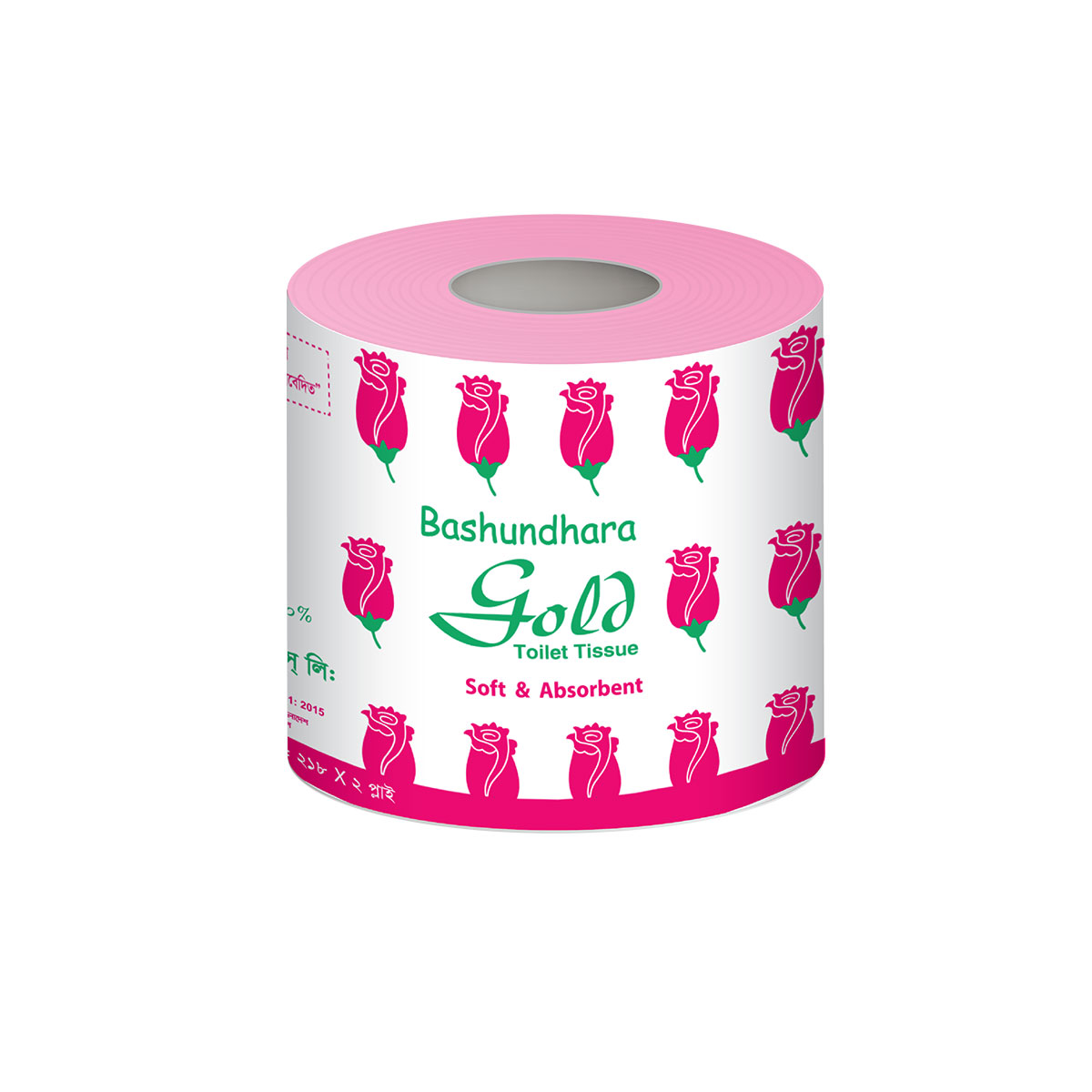 Bashundhara Toilet Tissue | Gold | 212 sheets X 2 ply Quantity | Non-Perfumed | 120 gm Weight | 114 mm x 100 mm Per Sheet Size | 72 Rolls/MC Master Carton