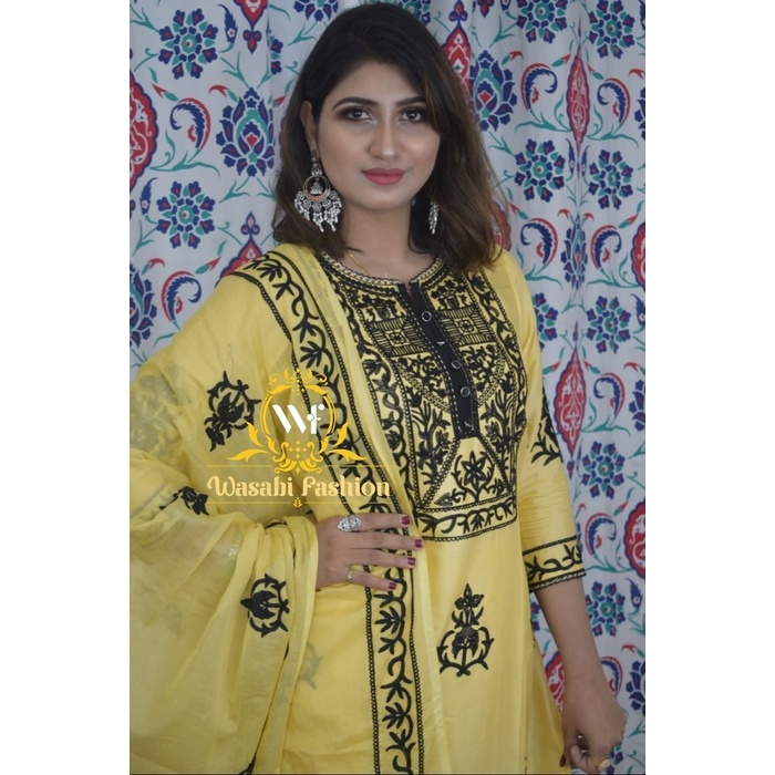 Silk dress with all over hand work Dress Rayon silk Dupatta viscos cotton Pant cotton