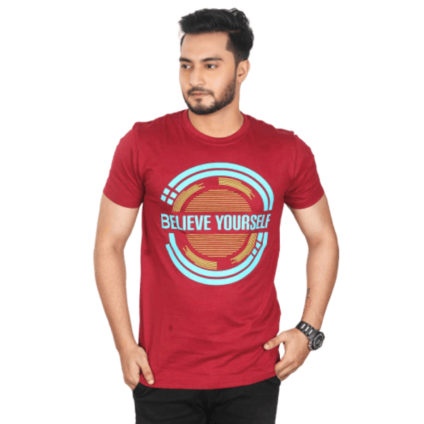 Men's Half Sleeve T-Shirt Maroon Color