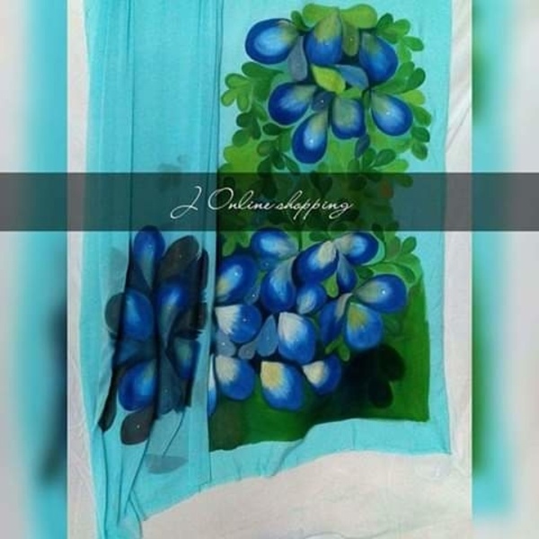 Hand Painted Colorful Floral Unstitched Dress