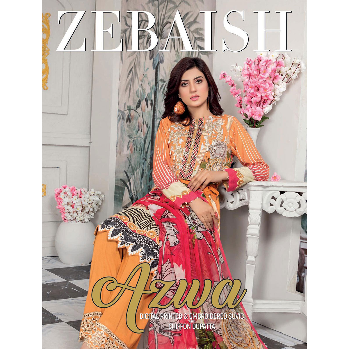 Zebaish Azwa Digital Embroidered Karandi With Digital Side Scalloped Dupatta