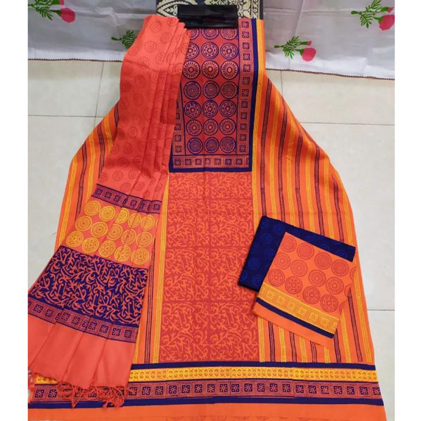 New Design Unstitched Block Print Three Piece