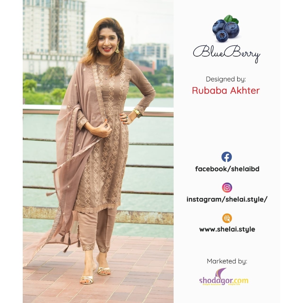 New Arrival Blueberry Mix silk embroidery three piece by Color life