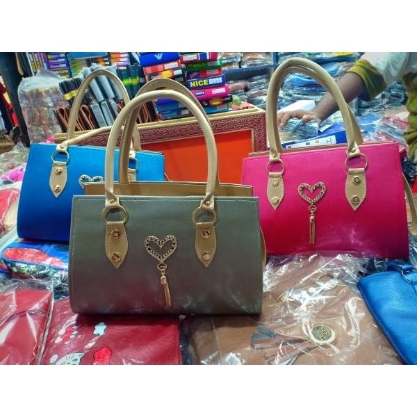 High Quality Stylish Women's Multi-Color Hand Bag With Heart Logo