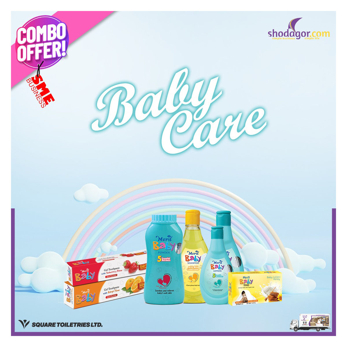 Baby Care Combo Set (Baby Lotion, Baby Soap, Olive Oil, Toothbrush, Toothpaste, Baby Powder, Baby Shampoo)