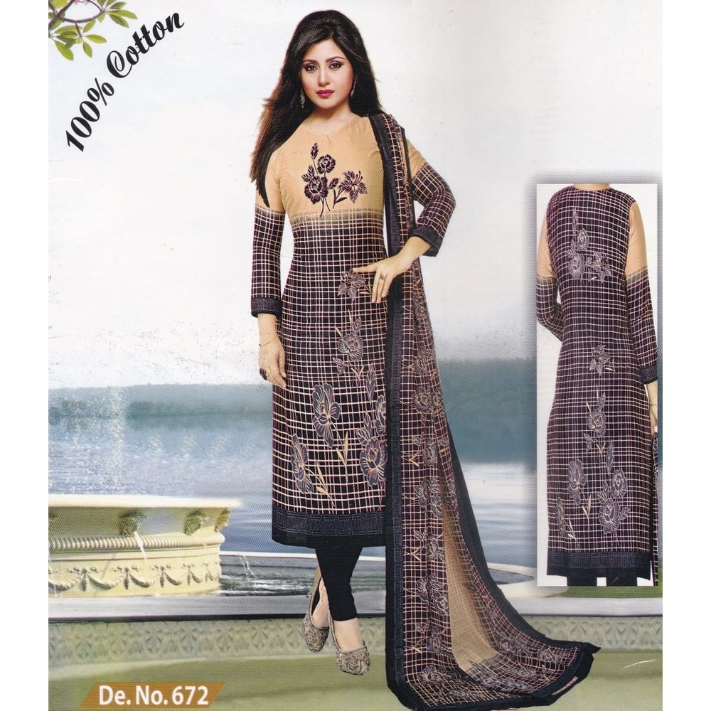 Unstiched Cotton Print Three Piece(Model No- 672)