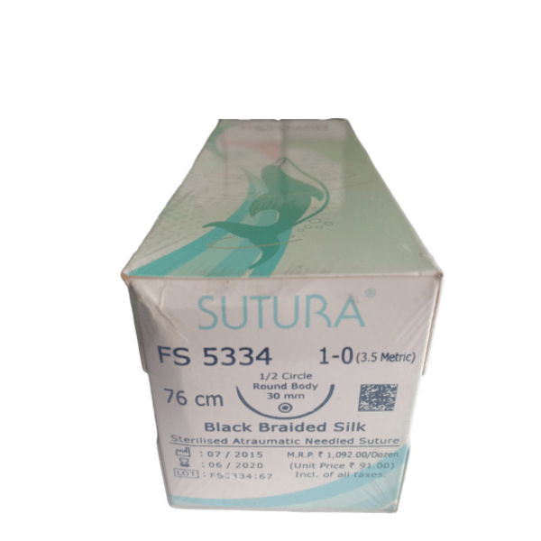 100% Original SUTURA BLACK BRAIDED SILK NONABSORABABLE SURGICAL SUTURE U.S.P (FS5334)