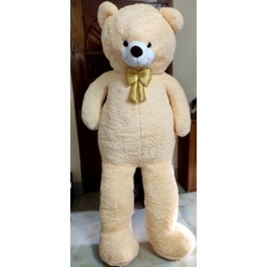 Soft & Adroable Off White Teddy With Gold Bow Tie
