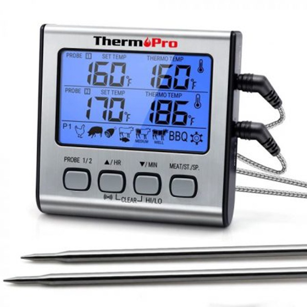 Digital ThermoPro TP17 Dual Probe Food Grill Thermometer With Timer Mode And Large LCD Backlight
