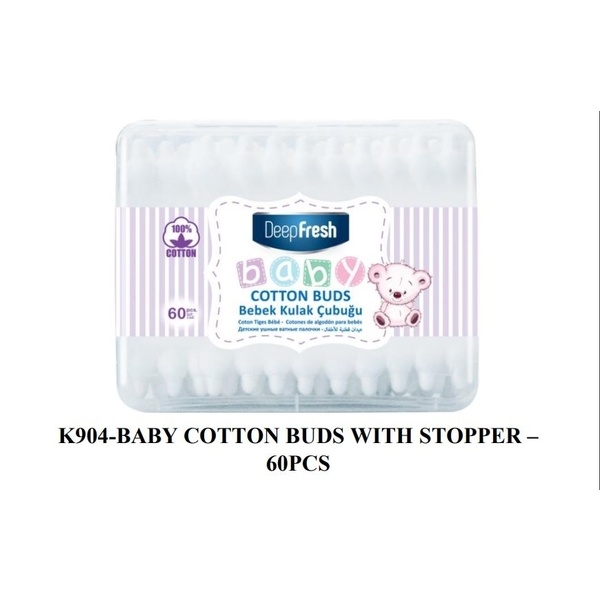 ORIGINAL DEEP FRESH BABY COTTON BUDS WITH STOPPER(60PCS) IMPORTED FROM TURKEY