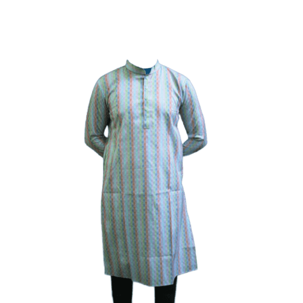 100% Cotton Panjabi Blue-Red Stripe