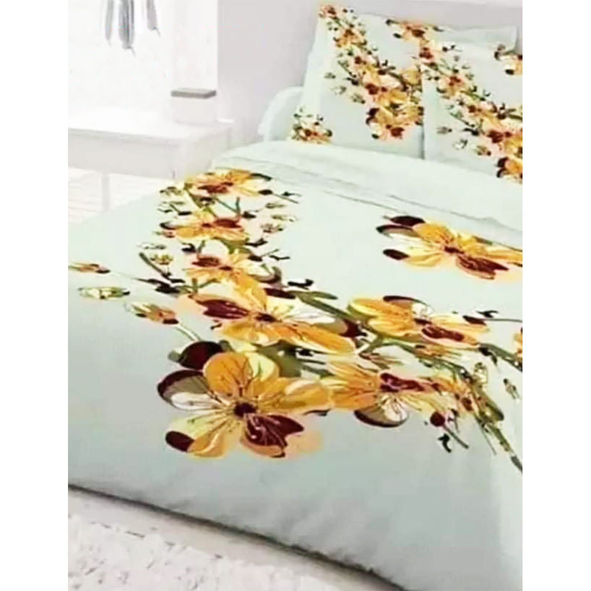 Original Cotton Fabric Bed Sheet with 2 Pillow Cover