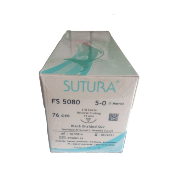 100% Original SUTURA BLACK BRAIDED SILK NON-ABSORABABLE SURGICAL SUTURE U.S.P (FS5080)