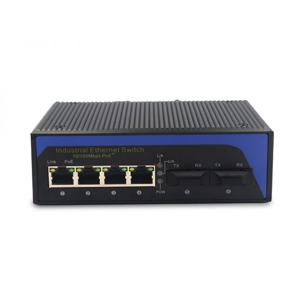 100M 2 Fiber Ports 4 Electric Ports Industrial-grade Ethernet Switch