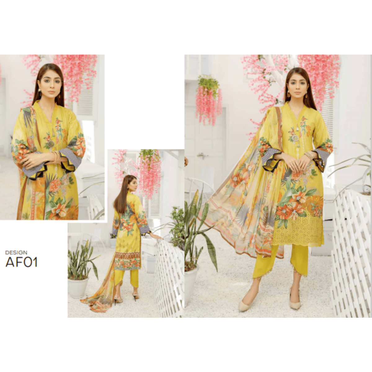 Afreen Embroidered Lawn Chikankari With Chiffon Dupatta by Riaz Arts Collection