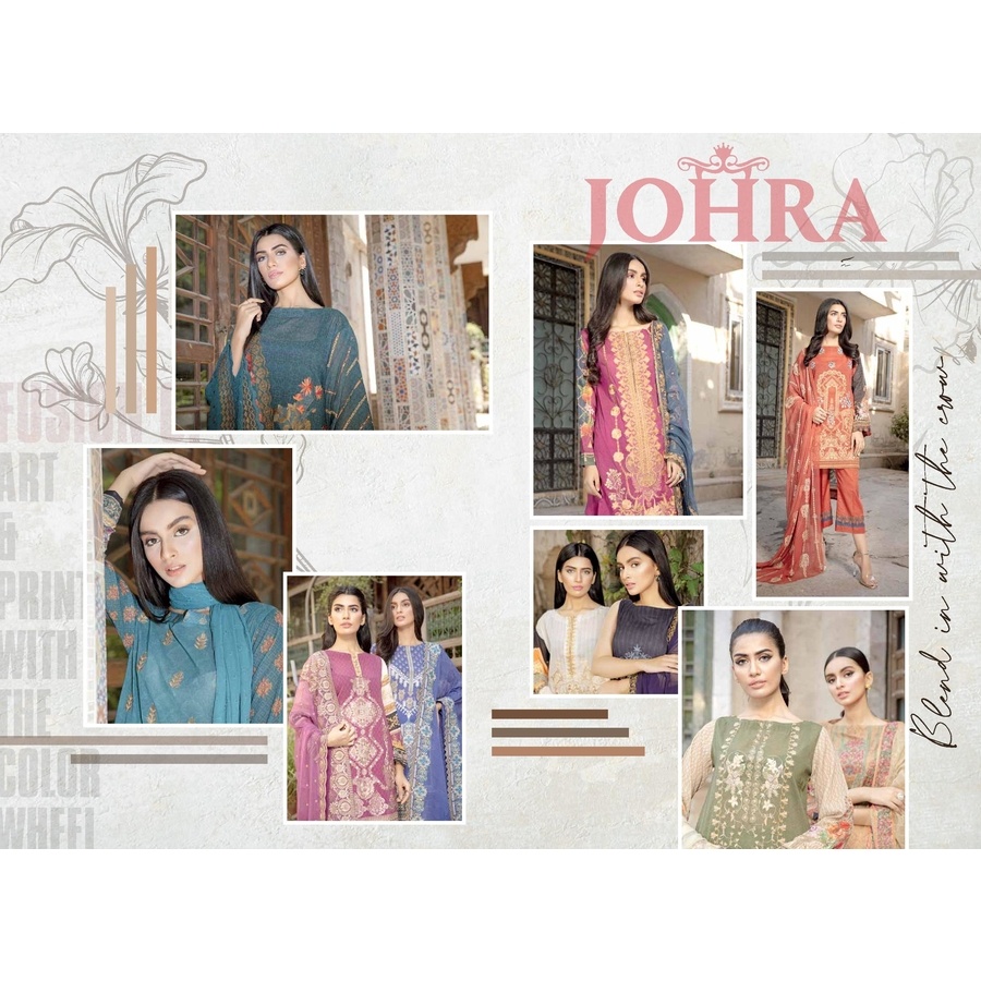 Johra zahab embroidered swiss voile with embroidered chiffon dupatta