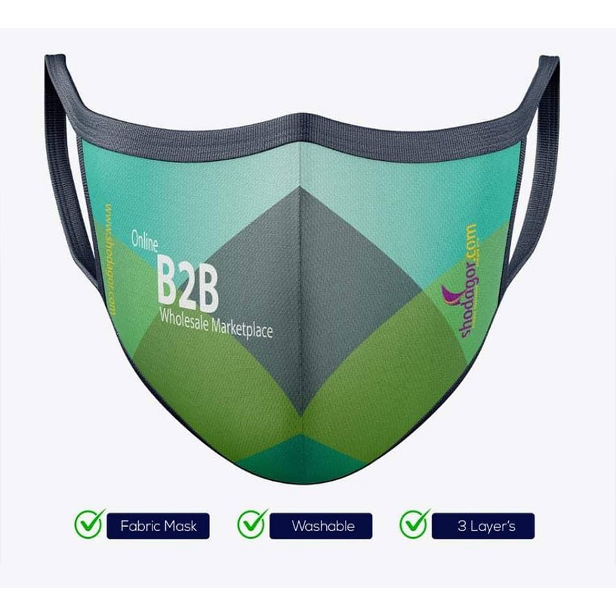 Customize Fabrics Washable 3layers Mask with any Color any Branding, High-grade quality fabric - Protects from dust