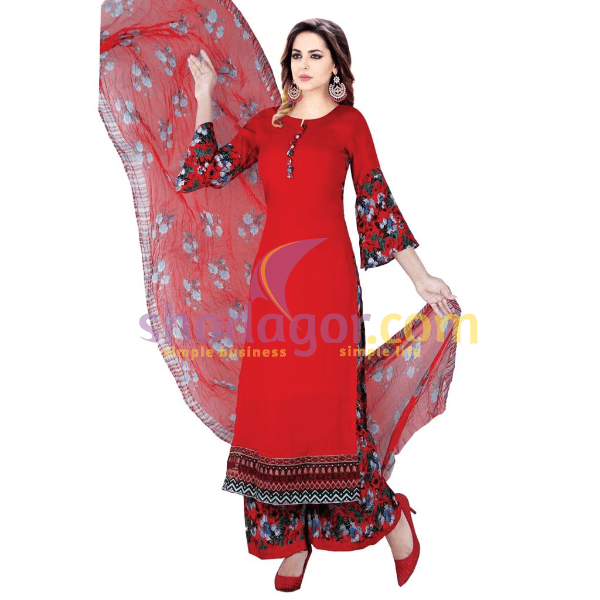 Wholesale Modern Cotton Digital Printed Three piece with Embroidery work