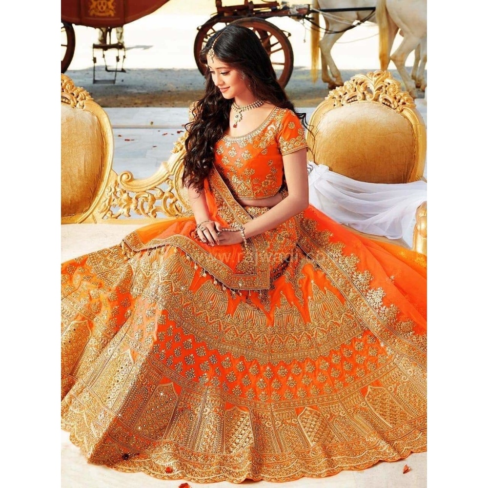Semi-stitched Heavy Embroidery Work Georgette Lehenga For Women