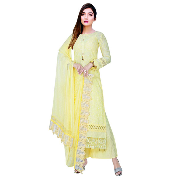 Adi Cotton leazar cut les Body Embroidered Pure Dupatta Beautiful 3pc in wholesale price