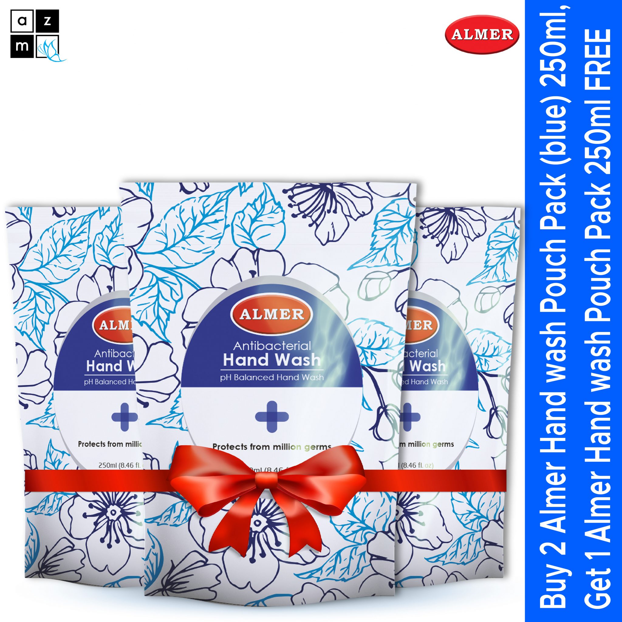 Buy 2 ALMER Hand Wash Pouch Pack 250ml Get 1 Pack FREE