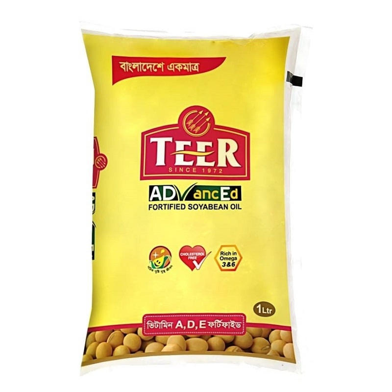 Teer Advanced Soybean Oil- Vitamin A, D, E Fortified Oil- Good For Heart, Excellent source of linoleic acid- 1 litre (Pouch Pack)